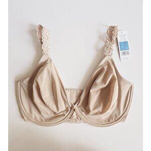 Natori Pure Luxe Unlined Unpadded Underwire Cafe Tan Embroidery Bra 30DDD